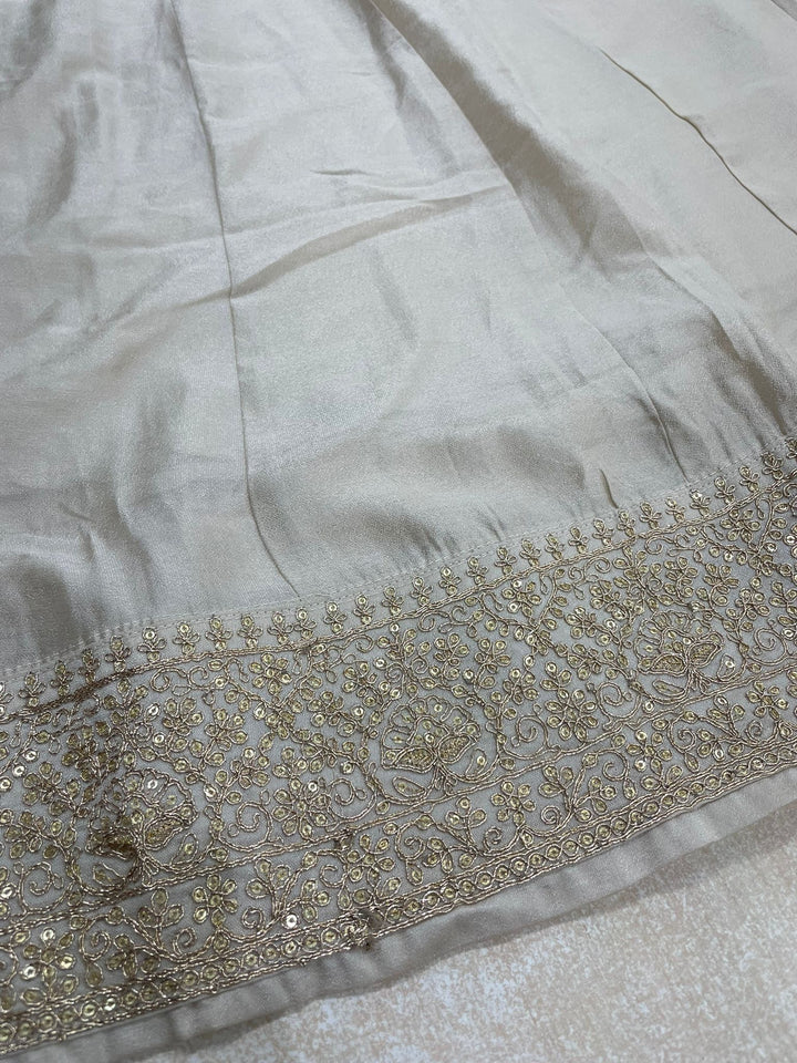 Marwah - Cream Embroidered Anarkali with Net Dupatta - 3 Pcs