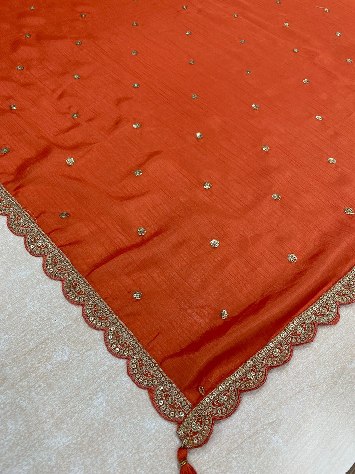 Nura - Burnt Orange - Pure Silk Printed Plazo Kameez with Georgette Dupatta - Co-ord - 3pcs