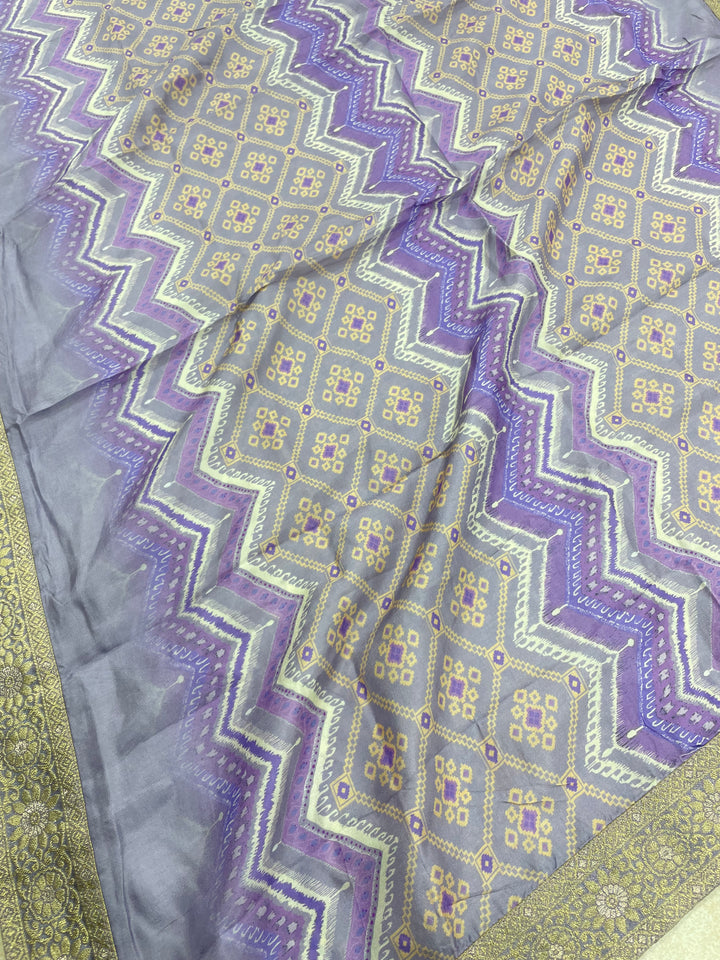Yasmin - Dusky Lavender&nbsp; Bhagalpuri Silk Frock with Digital Print Dupatta - 2pcs