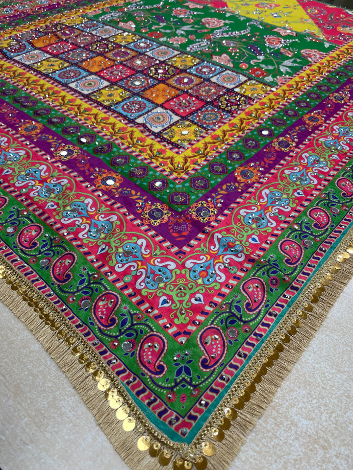 Chameli – Pure Silk Multicolour Dupatta with Mirror & Diamante Detailing