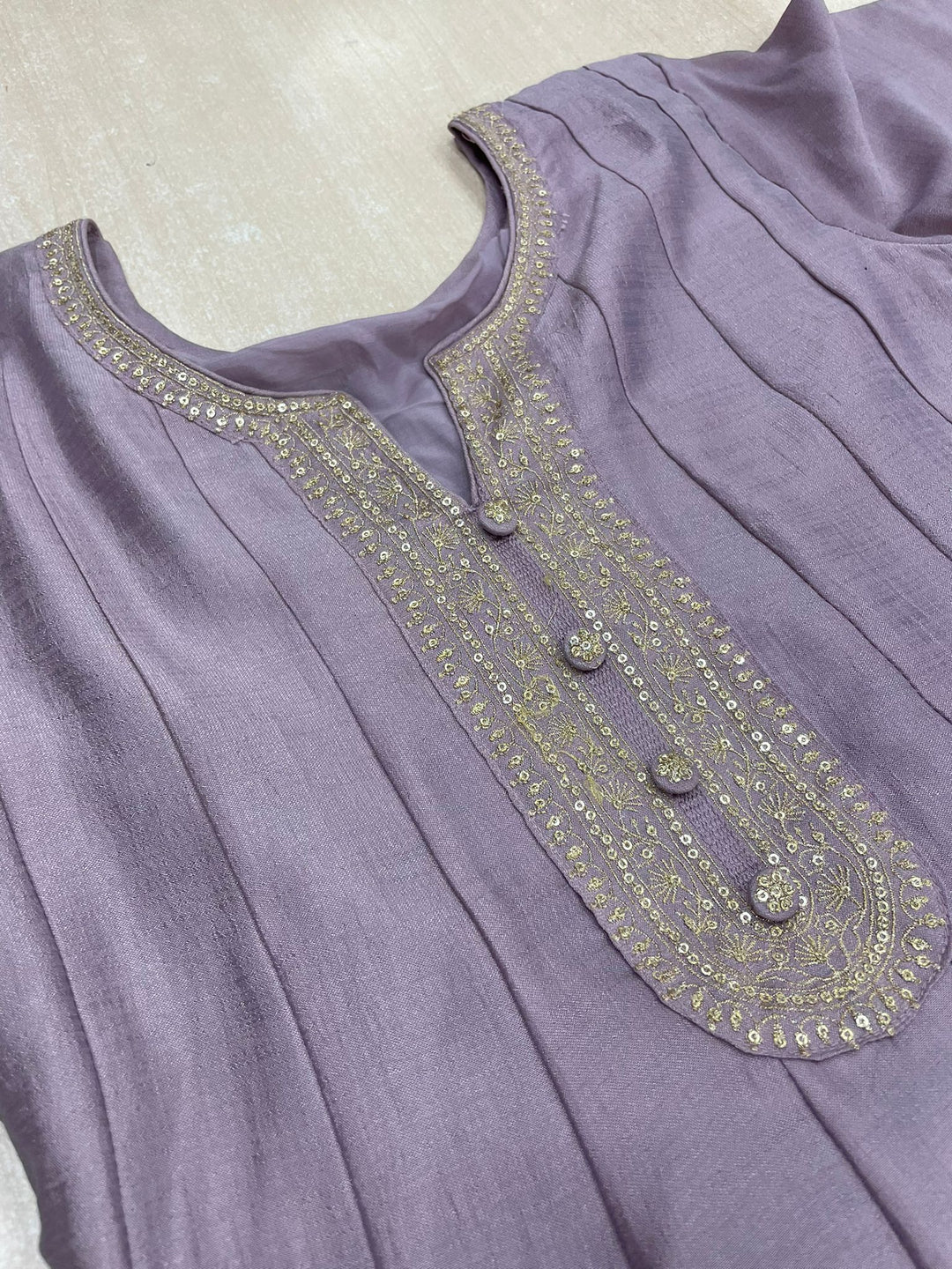 Aasma - Lavender Bhagalpuri Silk Frock with Digital Print Dupatta - 2pcs