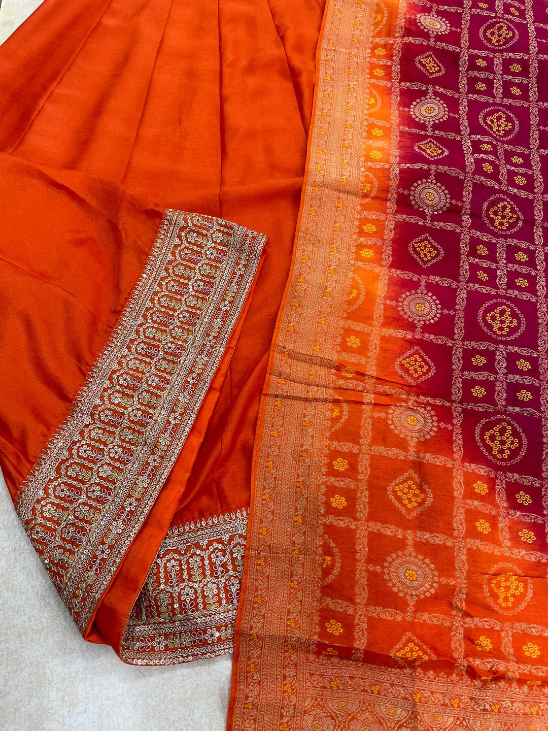 Hooriya - Orange Embroidered Anarkali with Jacquard Dupatta - 3 Pcs