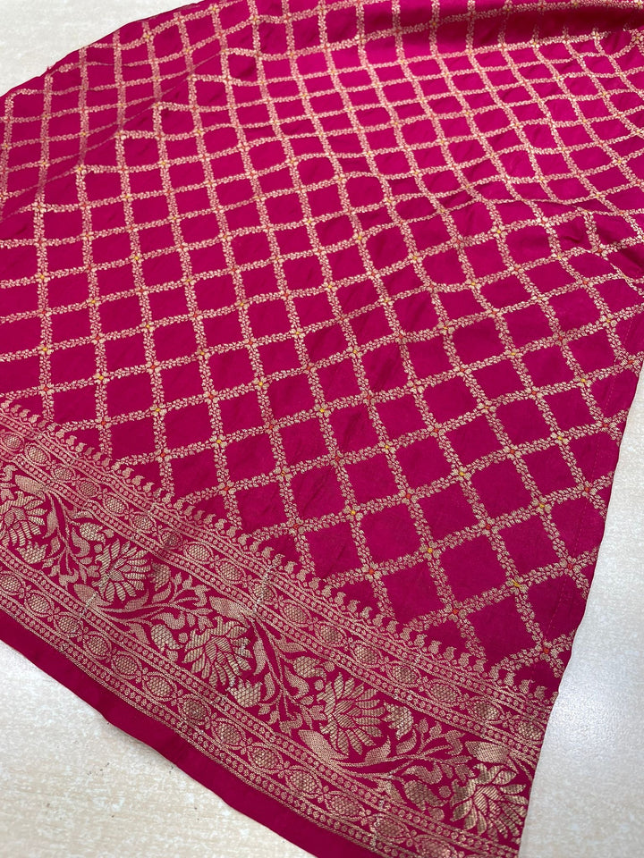 Aleena - Cerise Pink Pure Viscose Dola with Embroidery Work & Digital Print Scarf - 3 Pcs