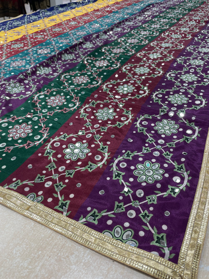 Chameli ( B ) – Pure Silk Multicolour Dupatta with Mirror & Diamante Detailing