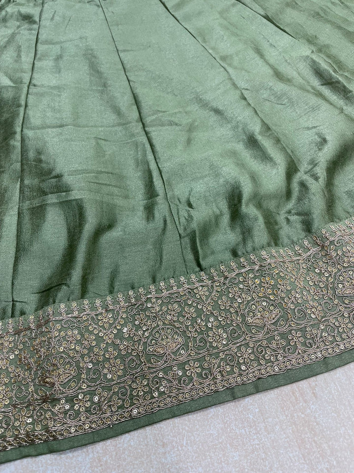 Marwah - Green Embroidered Anarkali with Net Dupatta - 3 Pcs