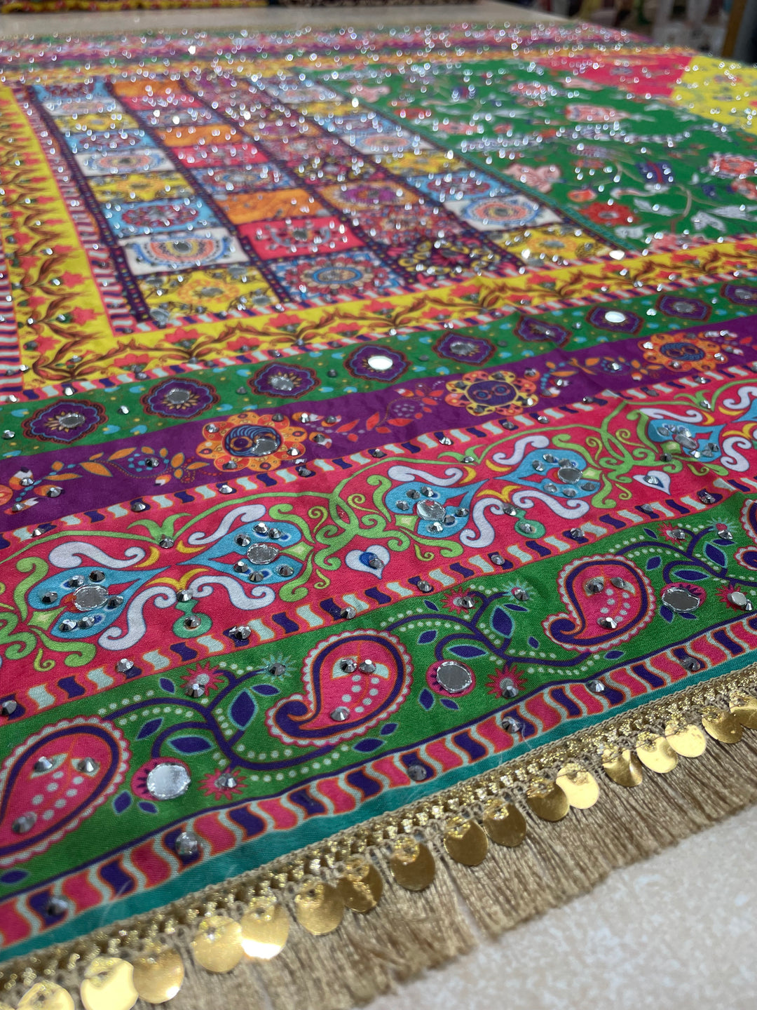 Chameli – Pure Silk Multicolour Dupatta with Mirror & Diamante Detailing