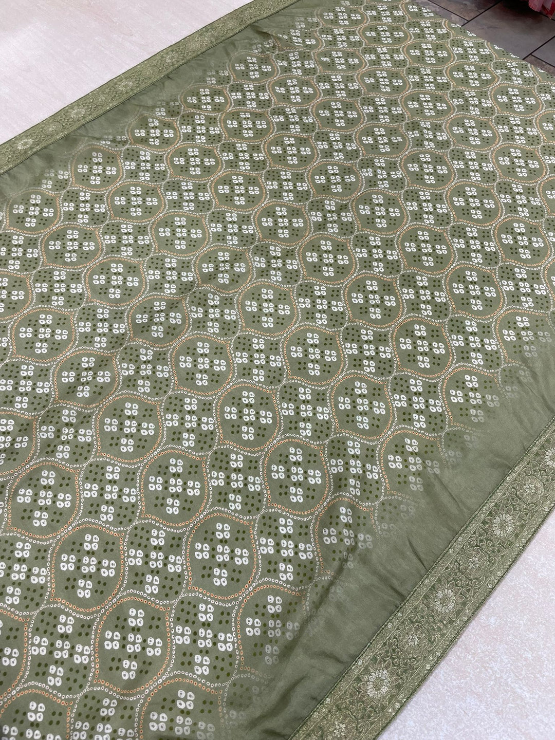 Aasma - Green Bhagalpuri Silk Frock with Digital Print Dupatta - 2pcs