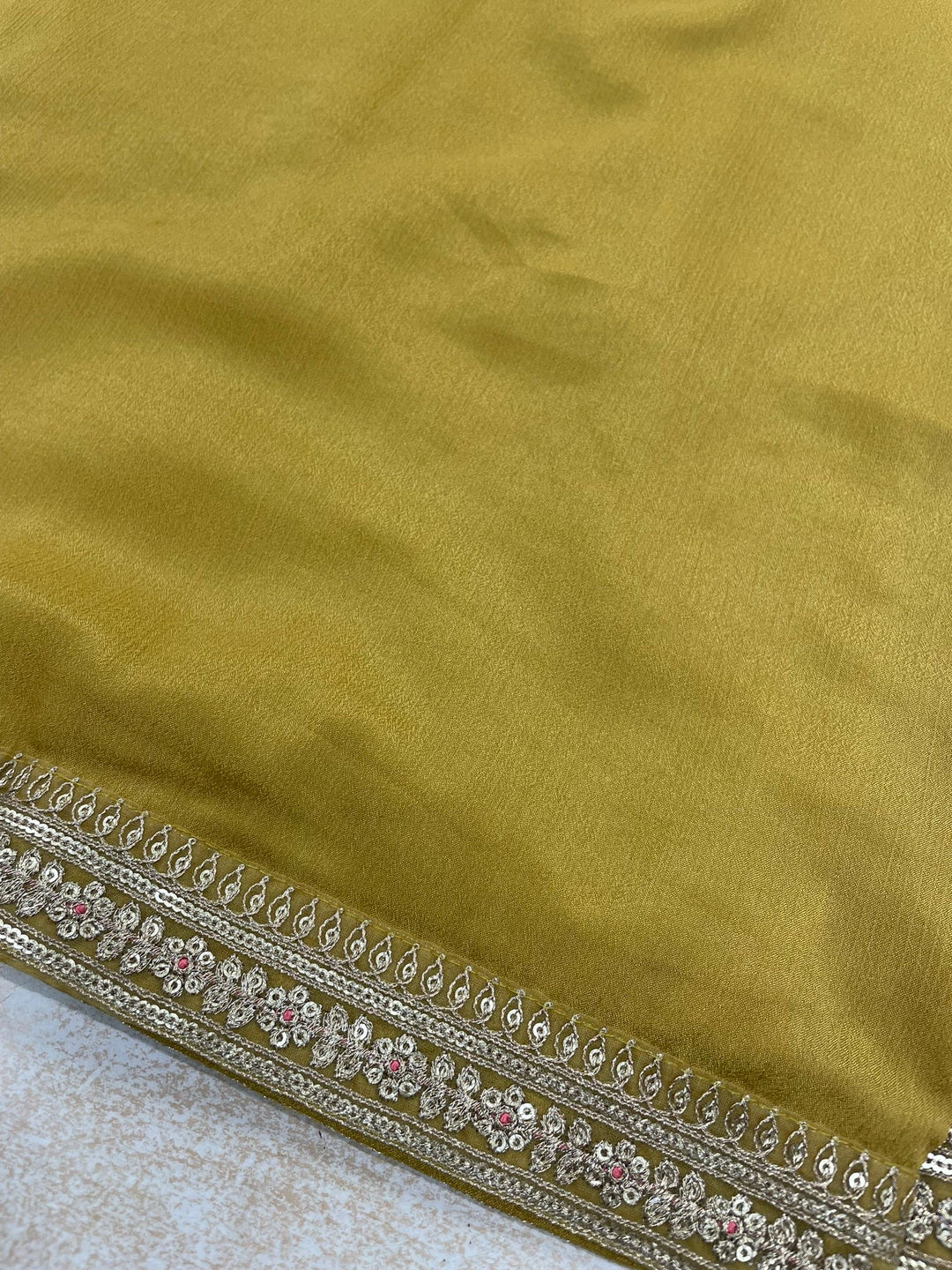 Elham – Mustard Masoori Embroidered Suit Set with Printed Dupatta - 3pcs