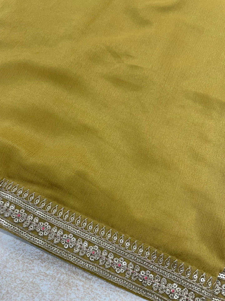 Elham – Mustard Masoori Embroidered Suit Set with Printed Dupatta - 3pcs