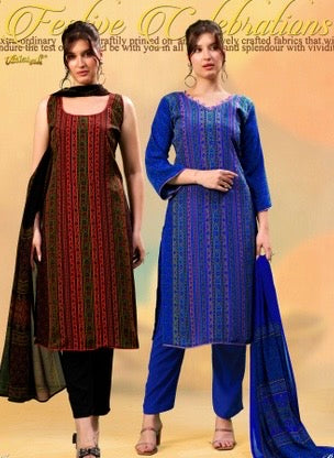 Vaishali 6415- Prints A,B , C , D , E & F   - Unstitched - Summer Crepe Unstitched Designer
