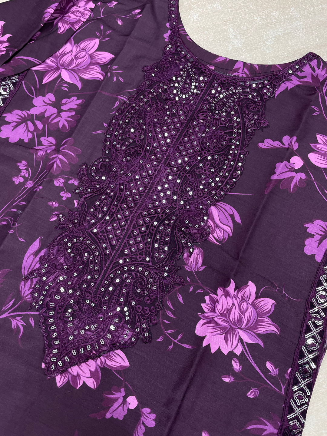 Tabeer – Purple Karma Collection inspired Lawn Suit - 3pcs