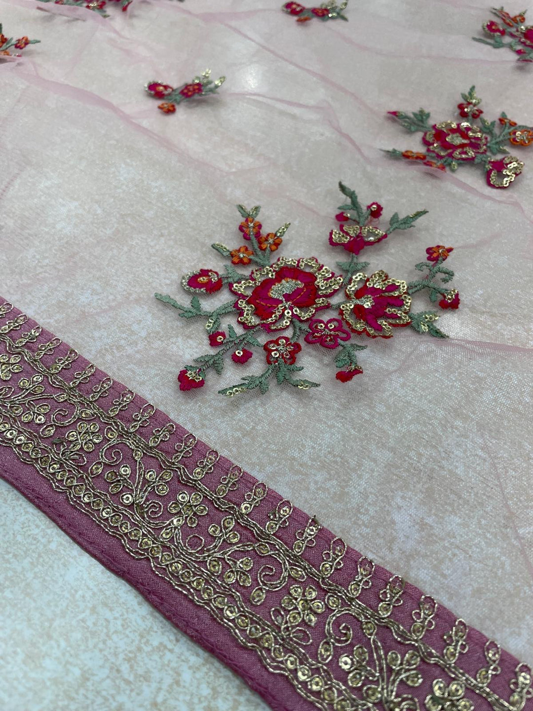 Marwah - Pink Embroidered Anarkali with Net Dupatta - 3 Pcs