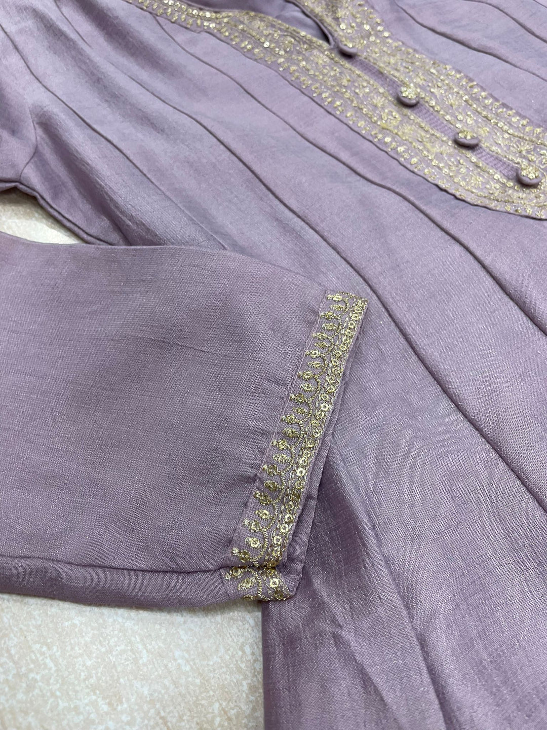 Aasma - Lavender Bhagalpuri Silk Frock with Digital Print Dupatta - 2pcs