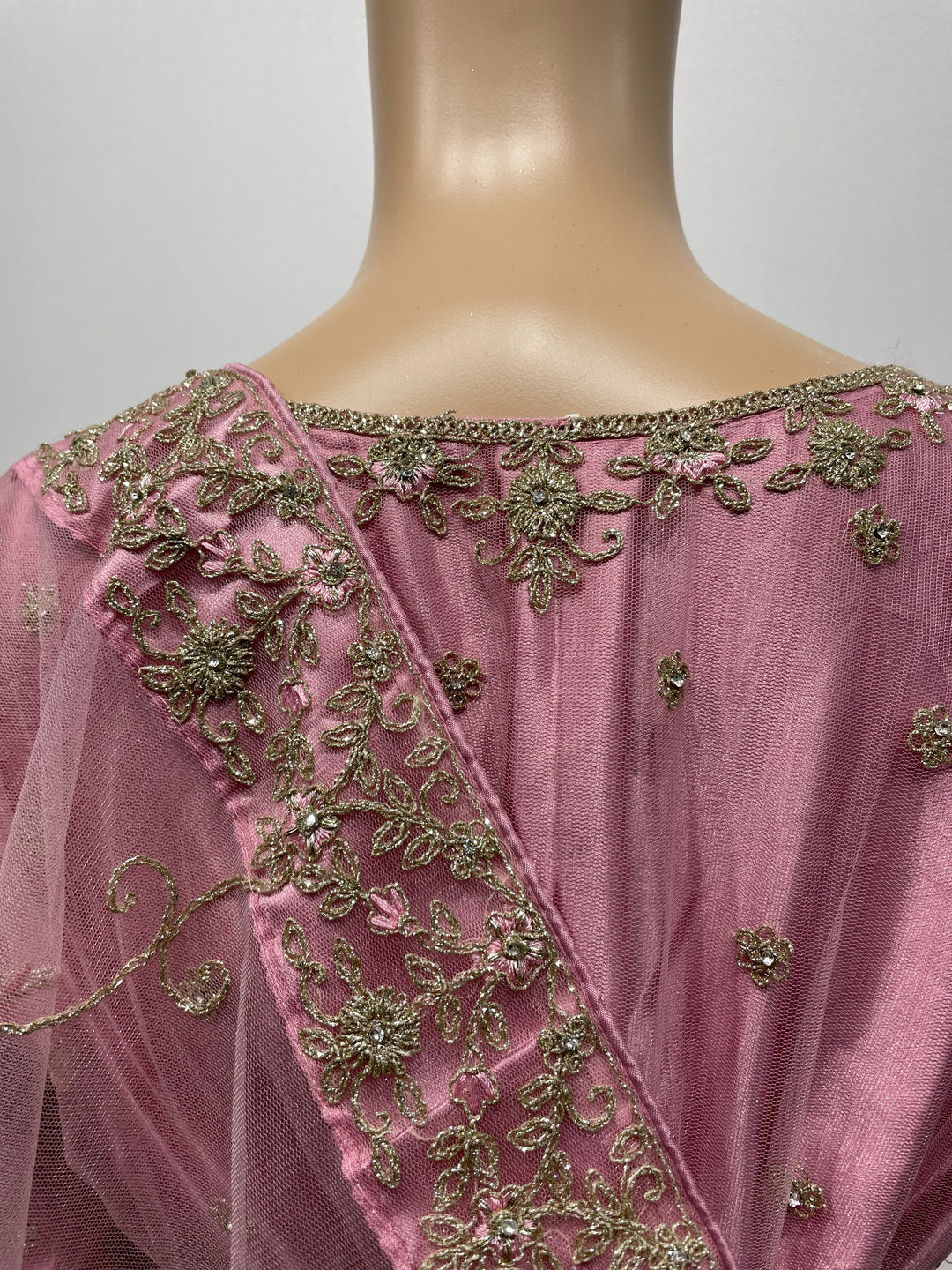 Yusra - Light Pink Heavy Embroidered Net Party Gown with White Gold Embroidered - 3pcs