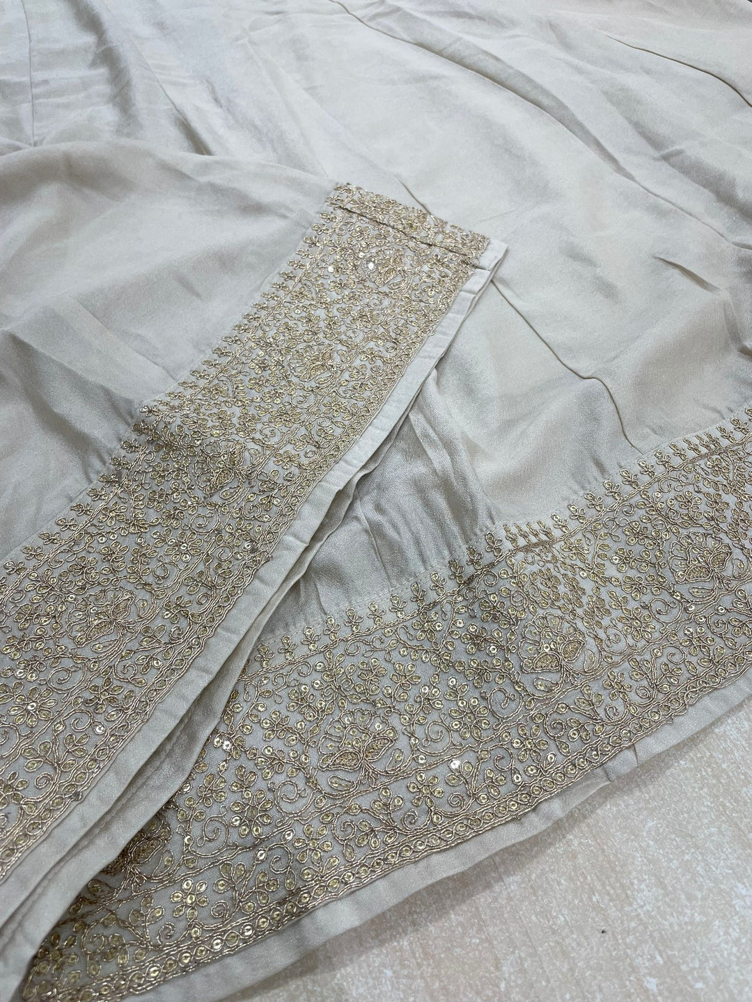 Marwah - Cream Embroidered Anarkali with Net Dupatta - 3 Pcs