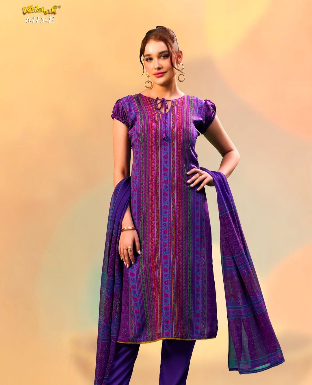 Vaishali 6415- Prints A,B , C , D , E & F   - Unstitched - Summer Crepe Unstitched Designer