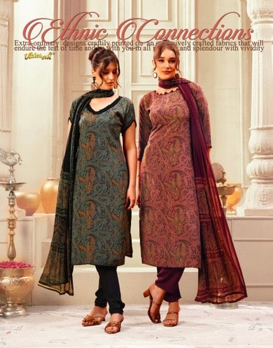Vaishali 6401 - Prints A,B , C & D - Unstitched - Summer Crepe Unstitched Designer