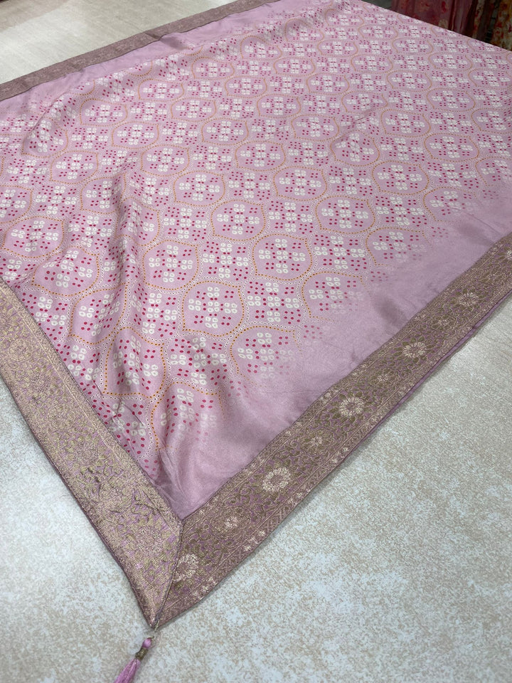 Aasma - Pink Bhagalpuri Silk Frock with Digital Print Dupatta - 2pcs