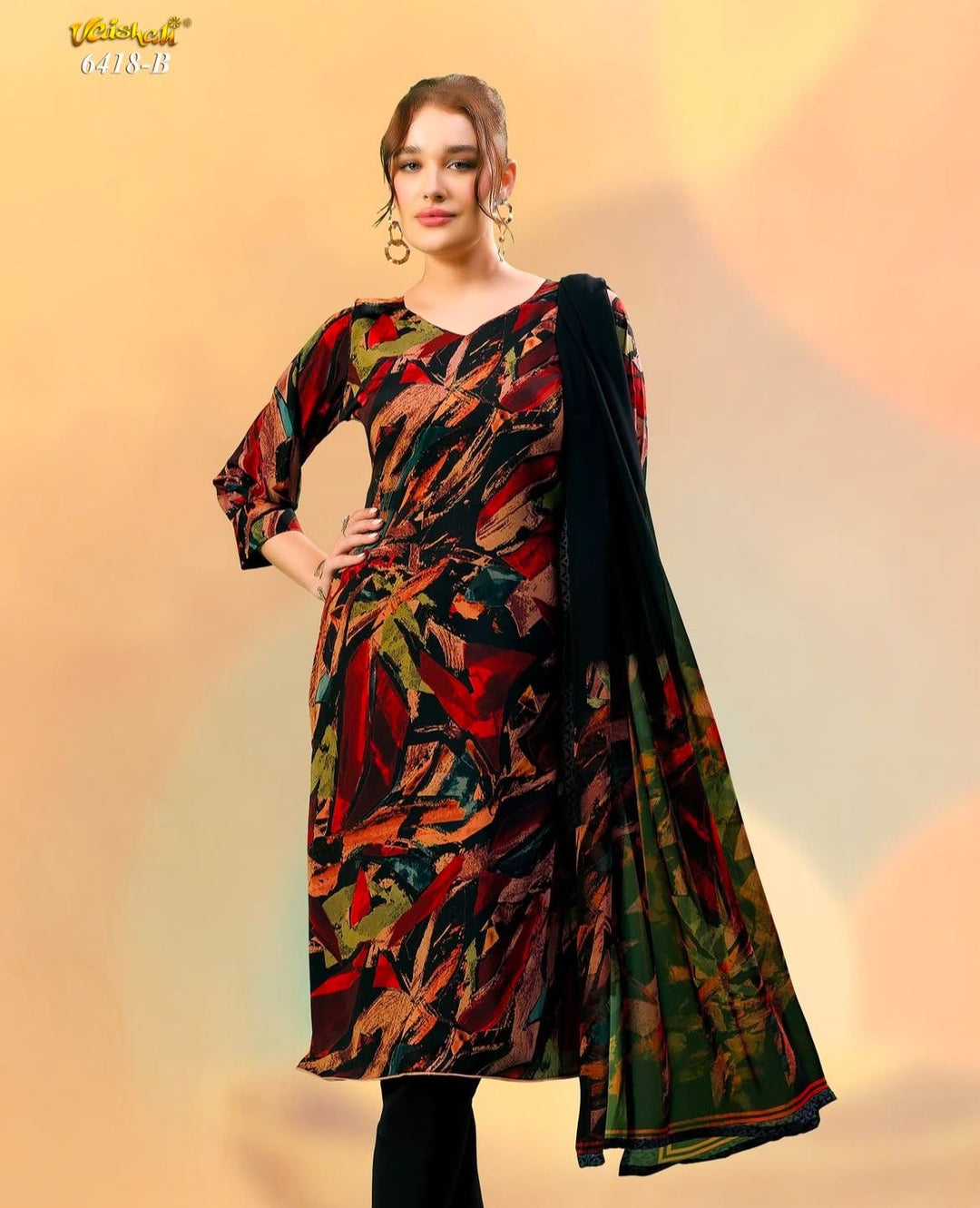 Vaishali 6418- Prints A & B   - Unstitched - Summer Crepe Unstitched Designer
