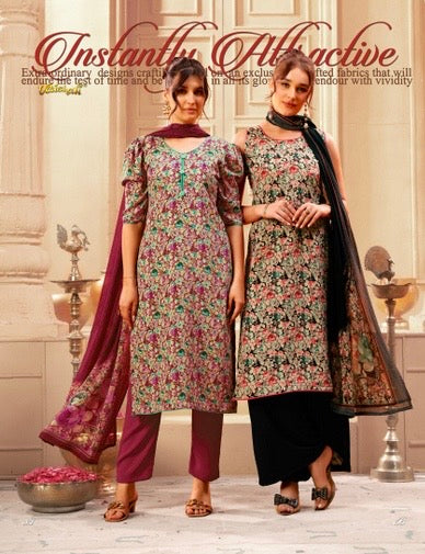 Vaishali 6402 - Prints A,B , C & D - Unstitched - Summer Crepe Unstitched Designer