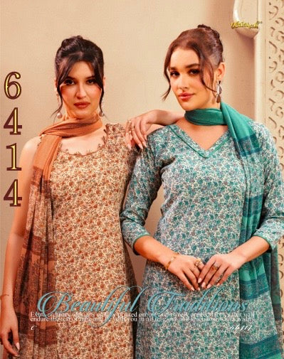 Vaishali 6414- Prints A,B , C & D   - Unstitched - Summer Crepe Unstitched Designer