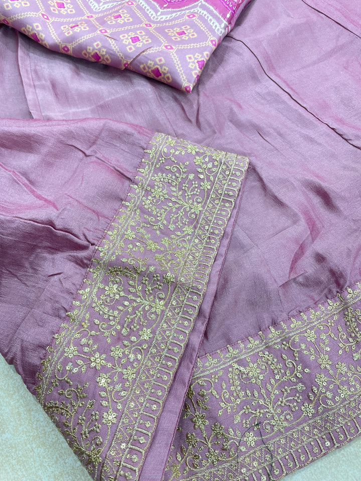 Yasmin - Pink Bhagalpuri Silk Frock with Digital Print Dupatta - 2pcs