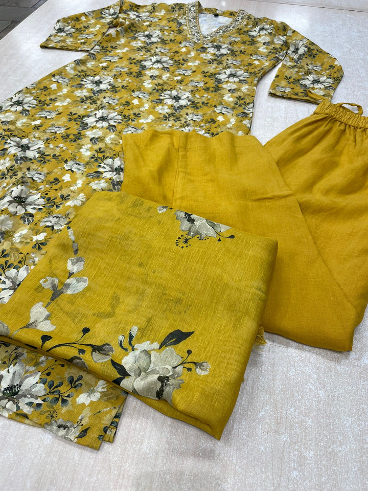 Amina - 11086 - Pure Silk Shalwar Kameez - 3 Pcs
