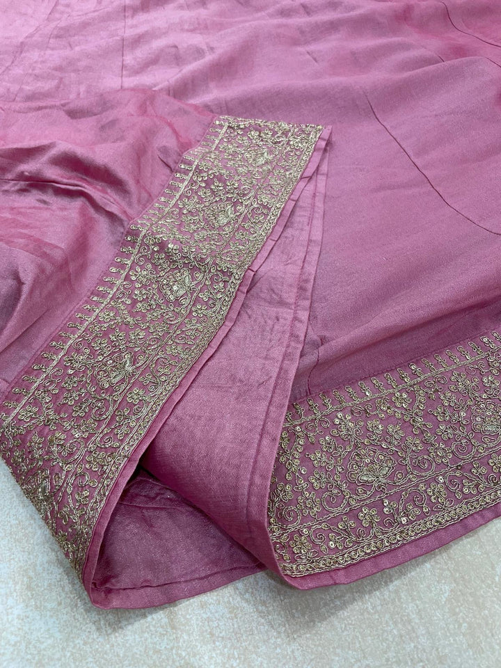 Marwah - Pink Embroidered Anarkali with Net Dupatta - 3 Pcs