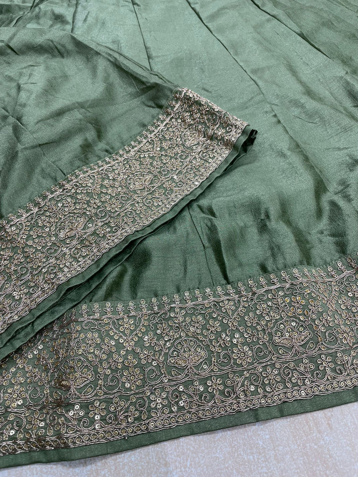 Marwah - Green Embroidered Anarkali with Net Dupatta - 3 Pcs