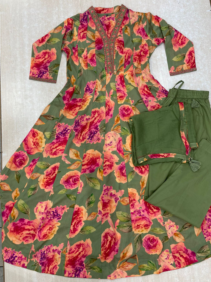 Zainab - 11063 - Cotton/Lawn A line Dress - 3 Pcs