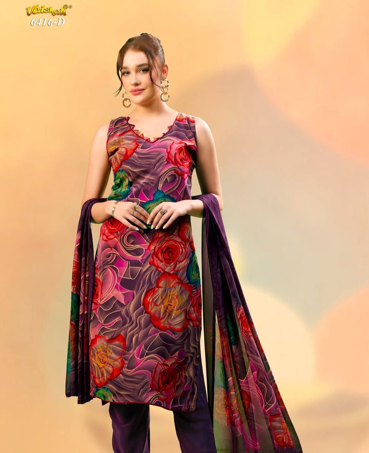 Vaishali 6416- Prints A,B , C & D   - Unstitched - Summer Crepe Unstitched Designer
