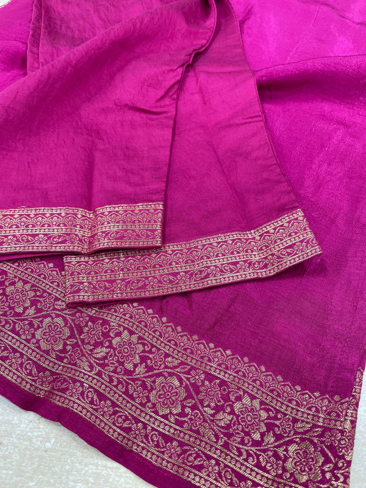 Aleena - Fuchsia Pure Viscose Dola with Embroidery Work & Digital Print Scarf - 3 Pcs