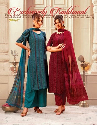 Vaishali 6403 - Prints A,B , C & D - Unstitched - Summer Crepe Unstitched Designer