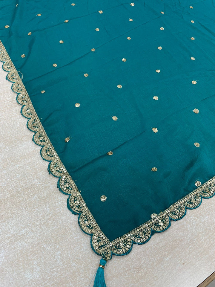 Nura - Teal - Pure Silk Printed Plazo Kameez with Georgette Dupatta - Co-ord - 3pcs
