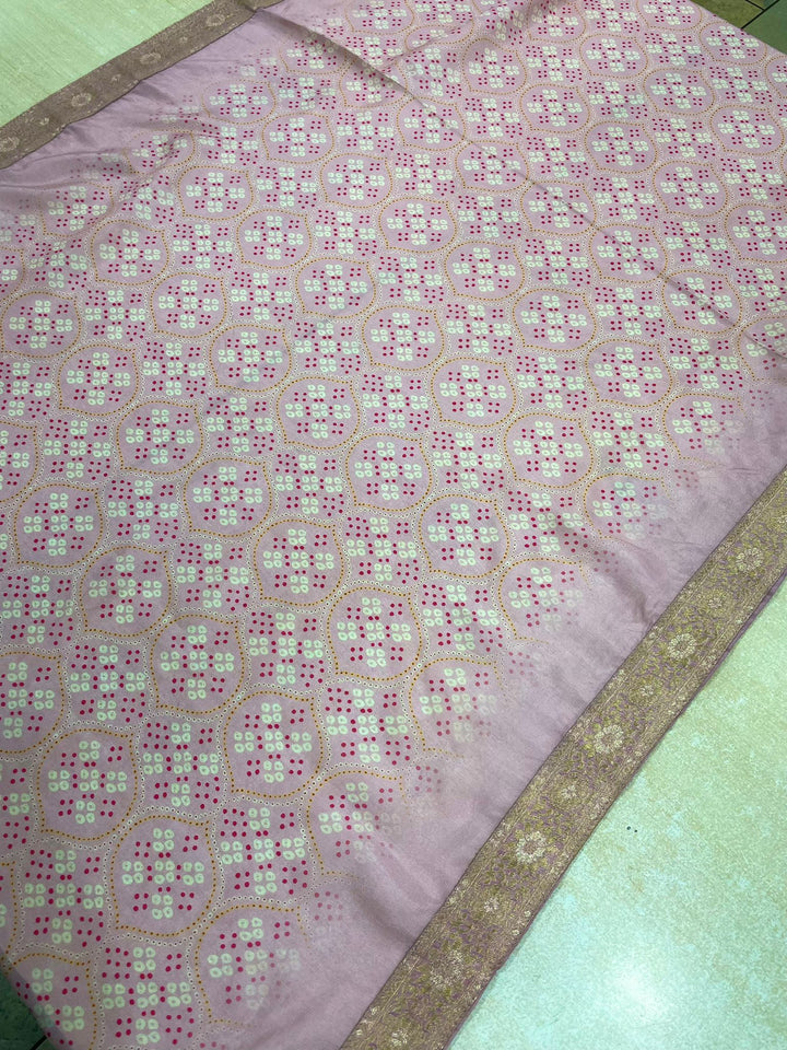 Aasma - Pink Bhagalpuri Silk Frock with Digital Print Dupatta - 2pcs