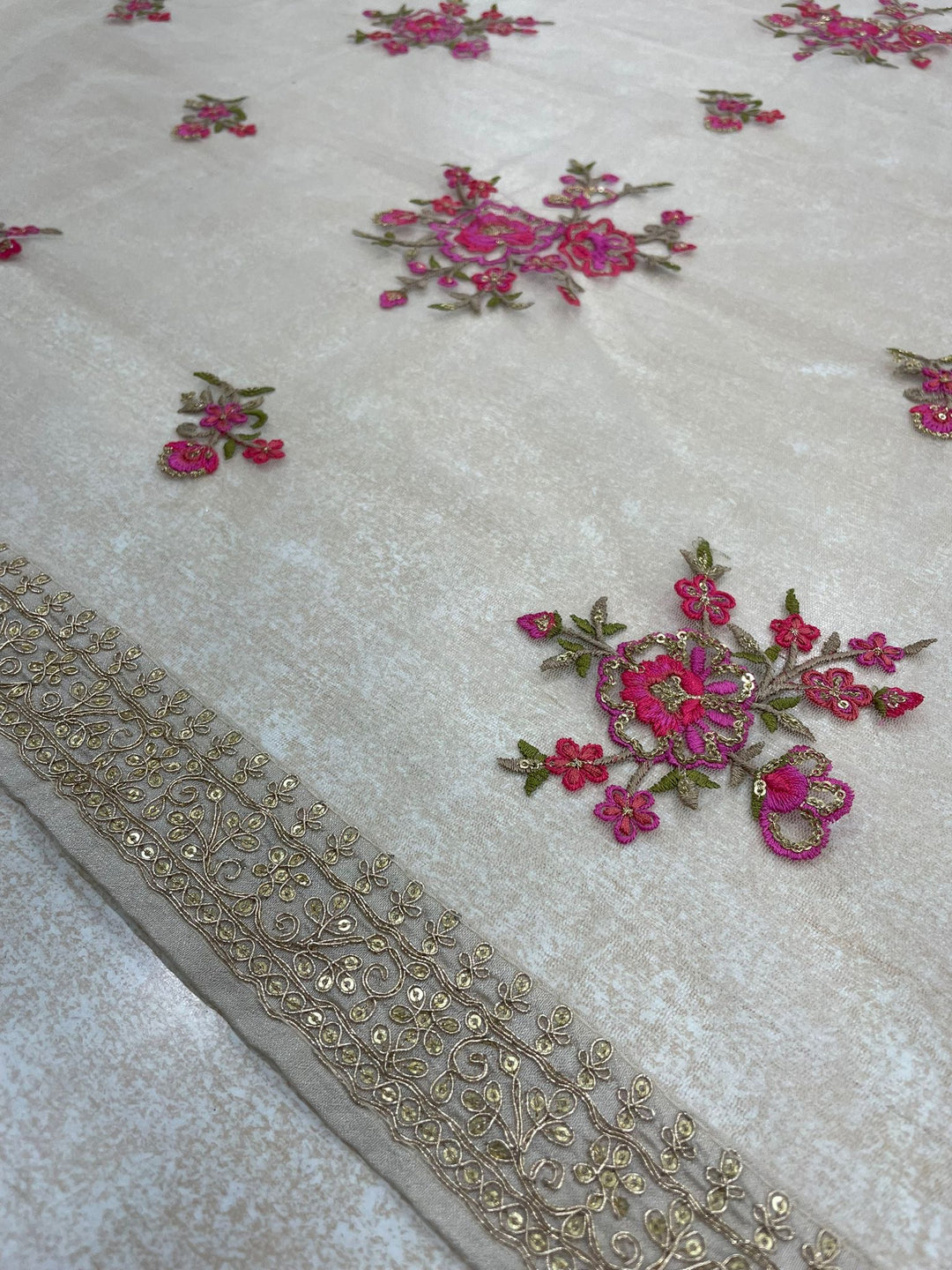 Marwah - Cream Embroidered Anarkali with Net Dupatta - 3 Pcs