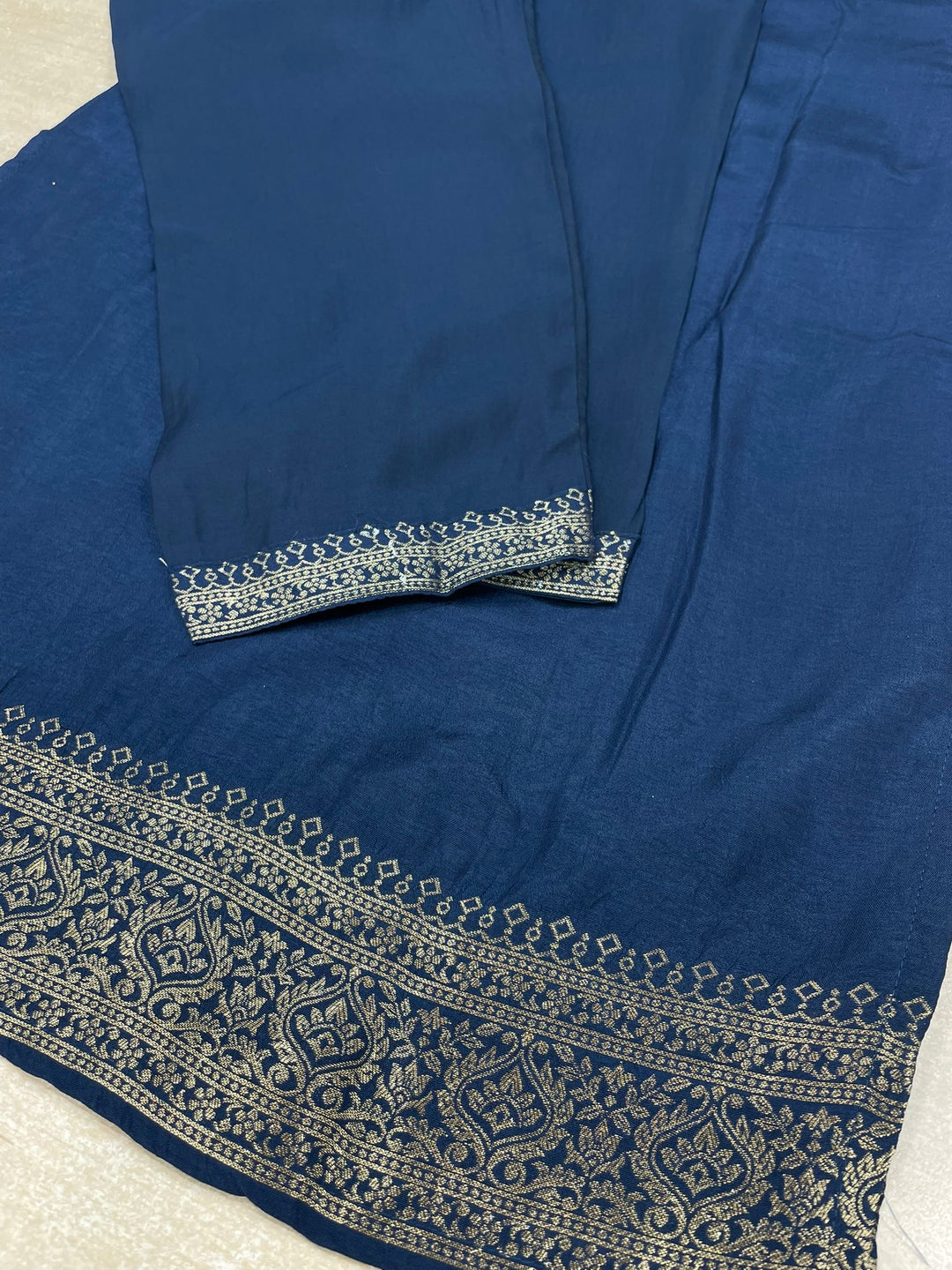 Aleena - Blue Pure Viscose Dola with Embroidery Work & Digital Print Scarf - 3 Pcs