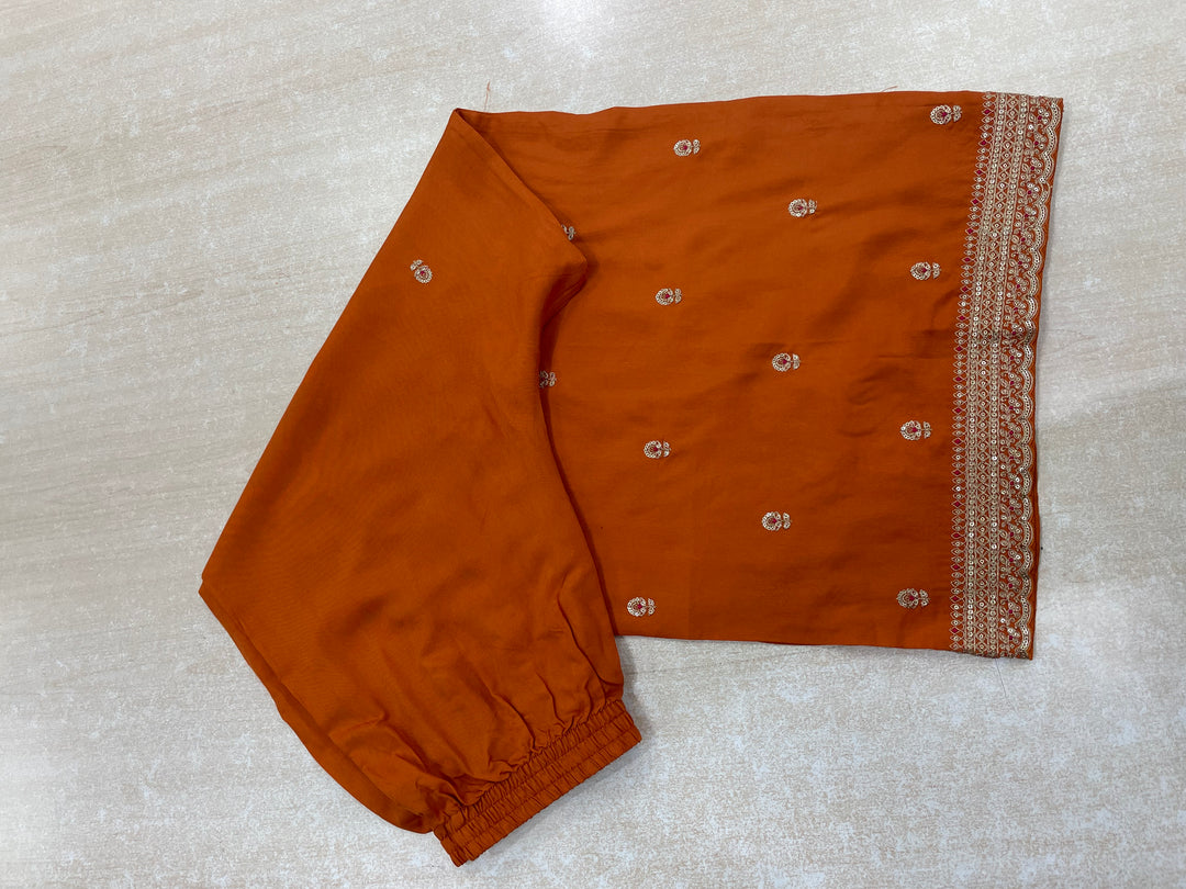 Aleeza – Orange Pure Silk Embroidered Set with Jacquard Dupatta - 3pcs