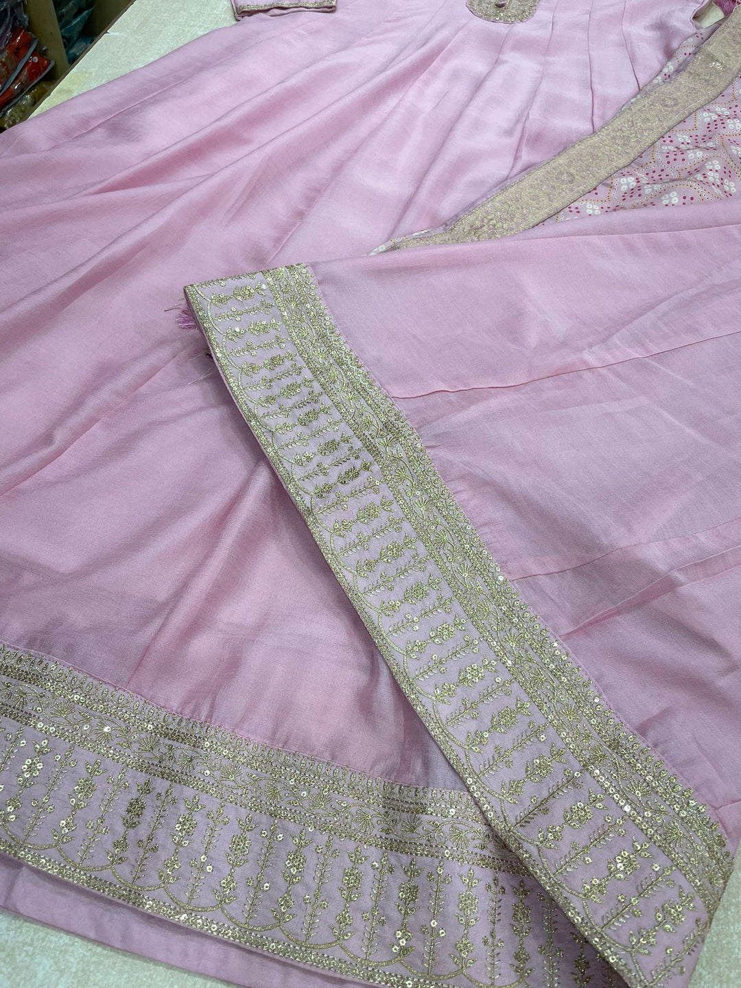 Aasma - Pink Bhagalpuri Silk Frock with Digital Print Dupatta - 2pcs