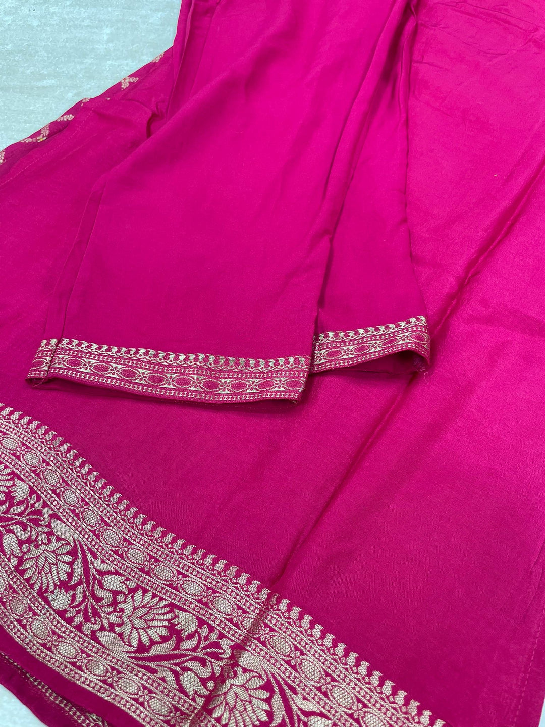 Aleena - Cerise Pink Pure Viscose Dola with Embroidery Work & Digital Print Scarf - 3 Pcs