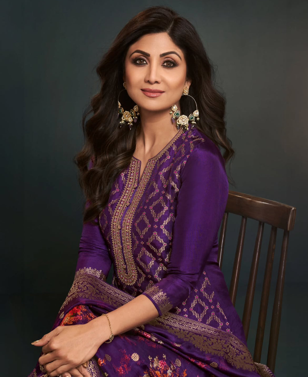Aleena - Purple Pure Viscose Dola with Embroidery Work & Digital Print Scarf - 3 Pcs