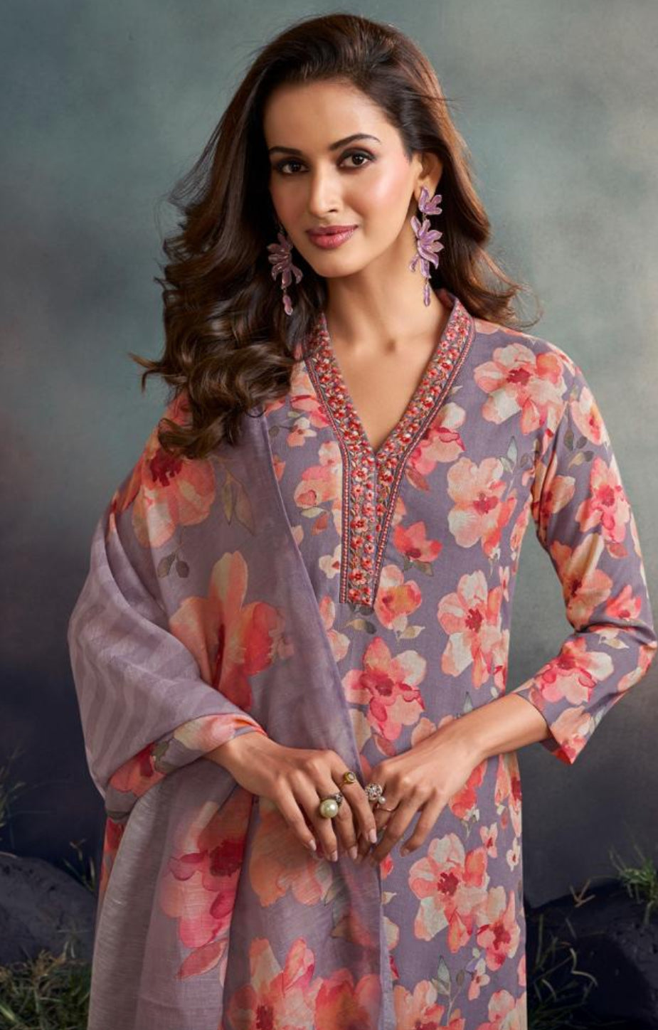 Amina - 11087 - Pure Silk Shalwar Kameez - 3 Pcs