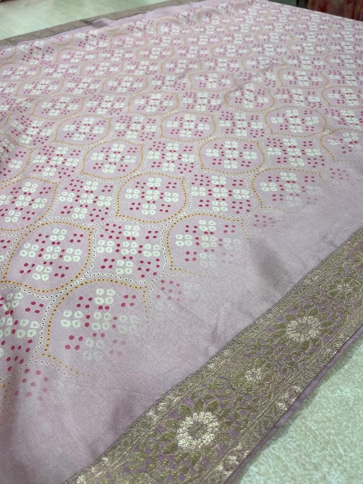 Aasma - Pink Bhagalpuri Silk Frock with Digital Print Dupatta - 2pcs