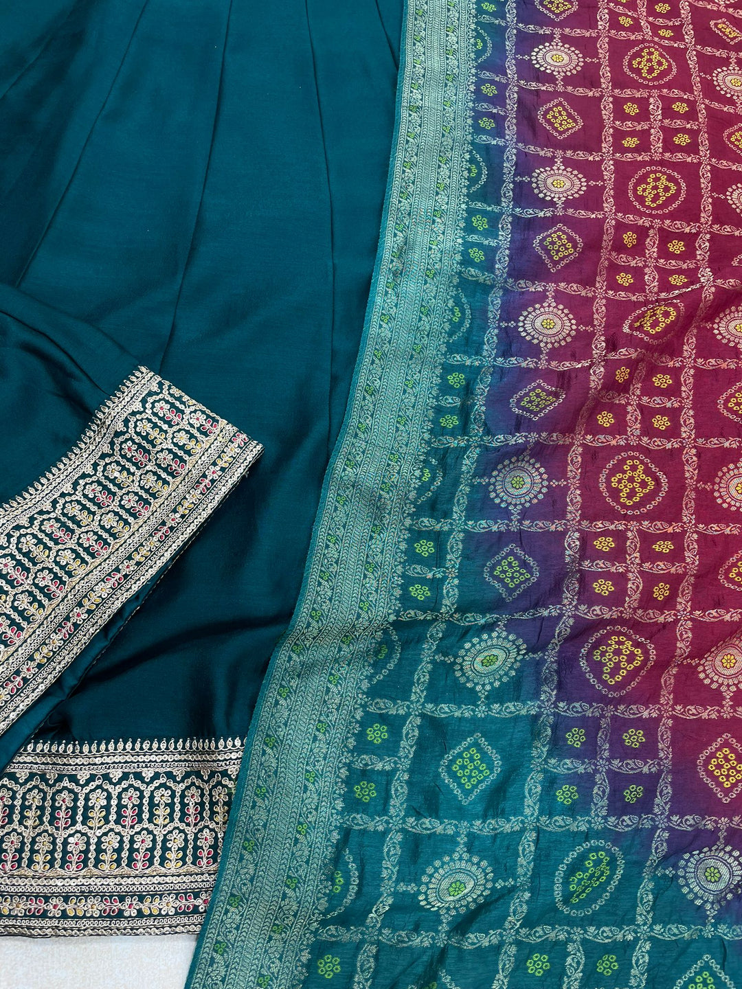 Hooriya - Teal Green Embroidered Anarkali with Jacquard Dupatta - 3 Pcs
