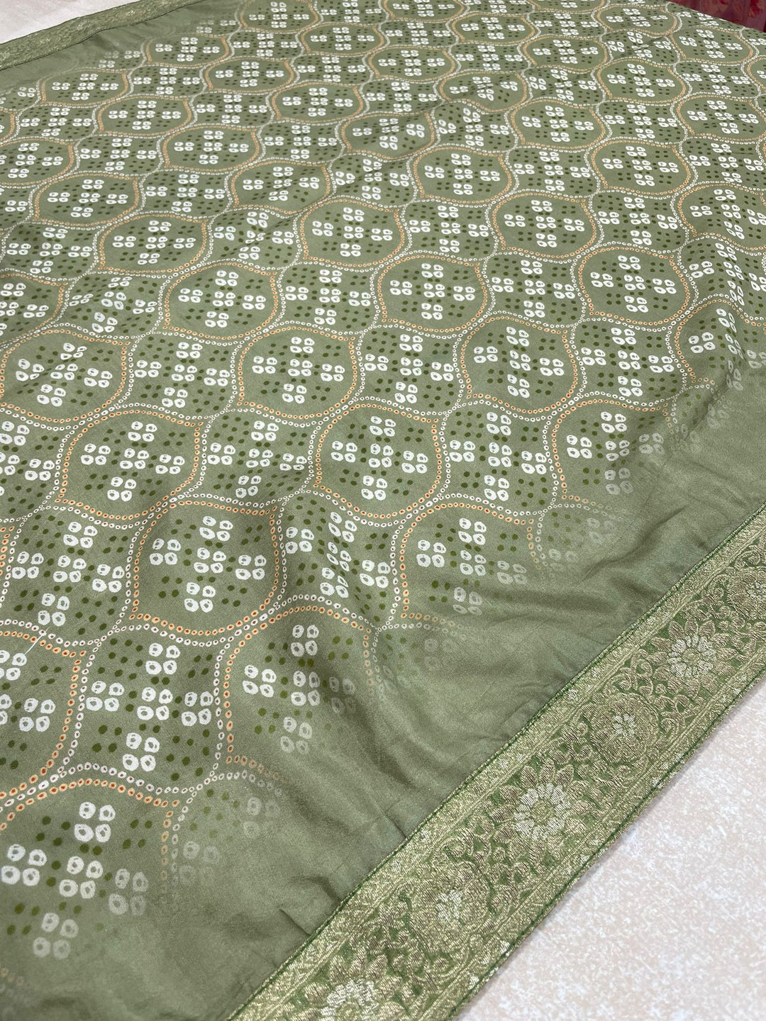 Aasma - Green Bhagalpuri Silk Frock with Digital Print Dupatta - 2pcs
