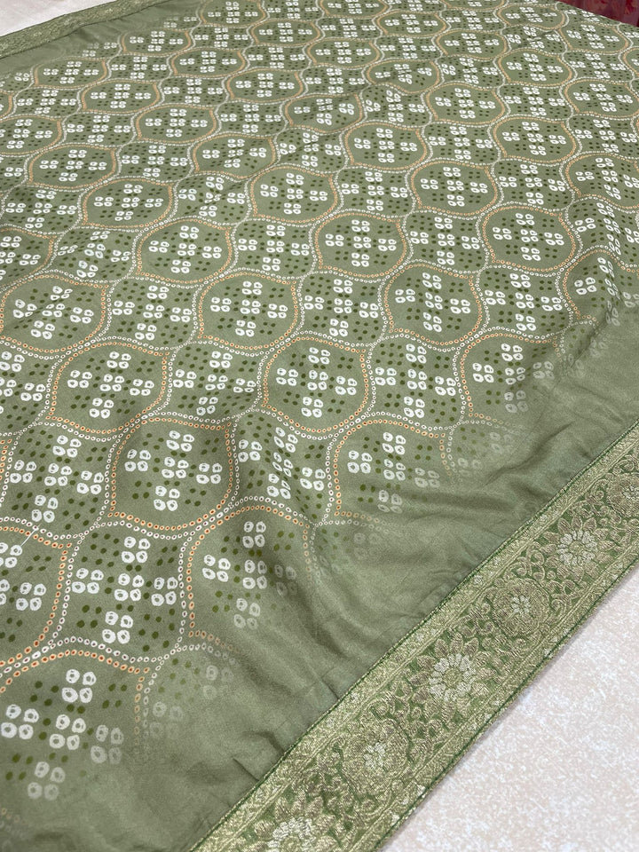 Aasma - Green Bhagalpuri Silk Frock with Digital Print Dupatta - 2pcs