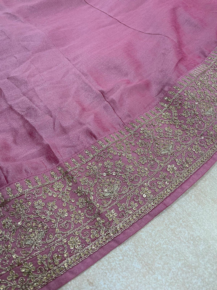 Marwah - Pink Embroidered Anarkali with Net Dupatta - 3 Pcs