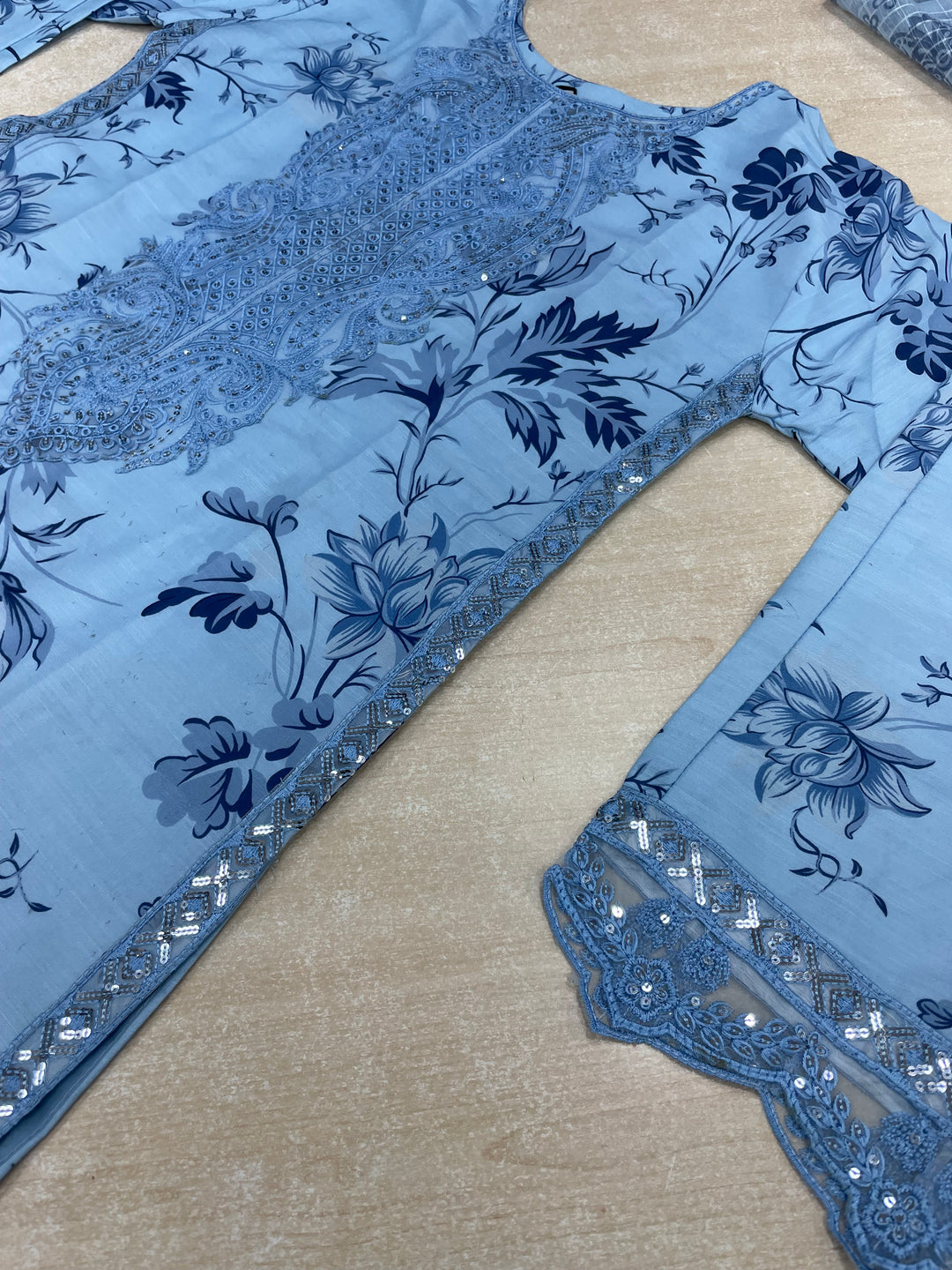 Tabeer – Sky Blue Karma Collection inspired Lawn Suit - 3pcs