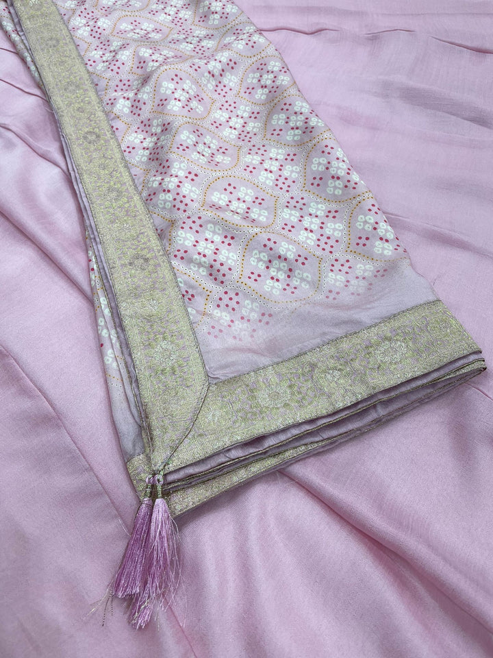 Aasma - Pink Bhagalpuri Silk Frock with Digital Print Dupatta - 2pcs