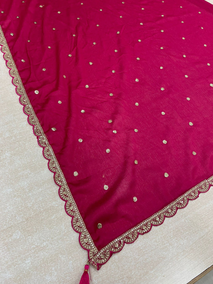 Nura - Hot Pink - Pure Silk Printed Plazo Kameez with Georgette Dupatta - Co-ord - 3pcs